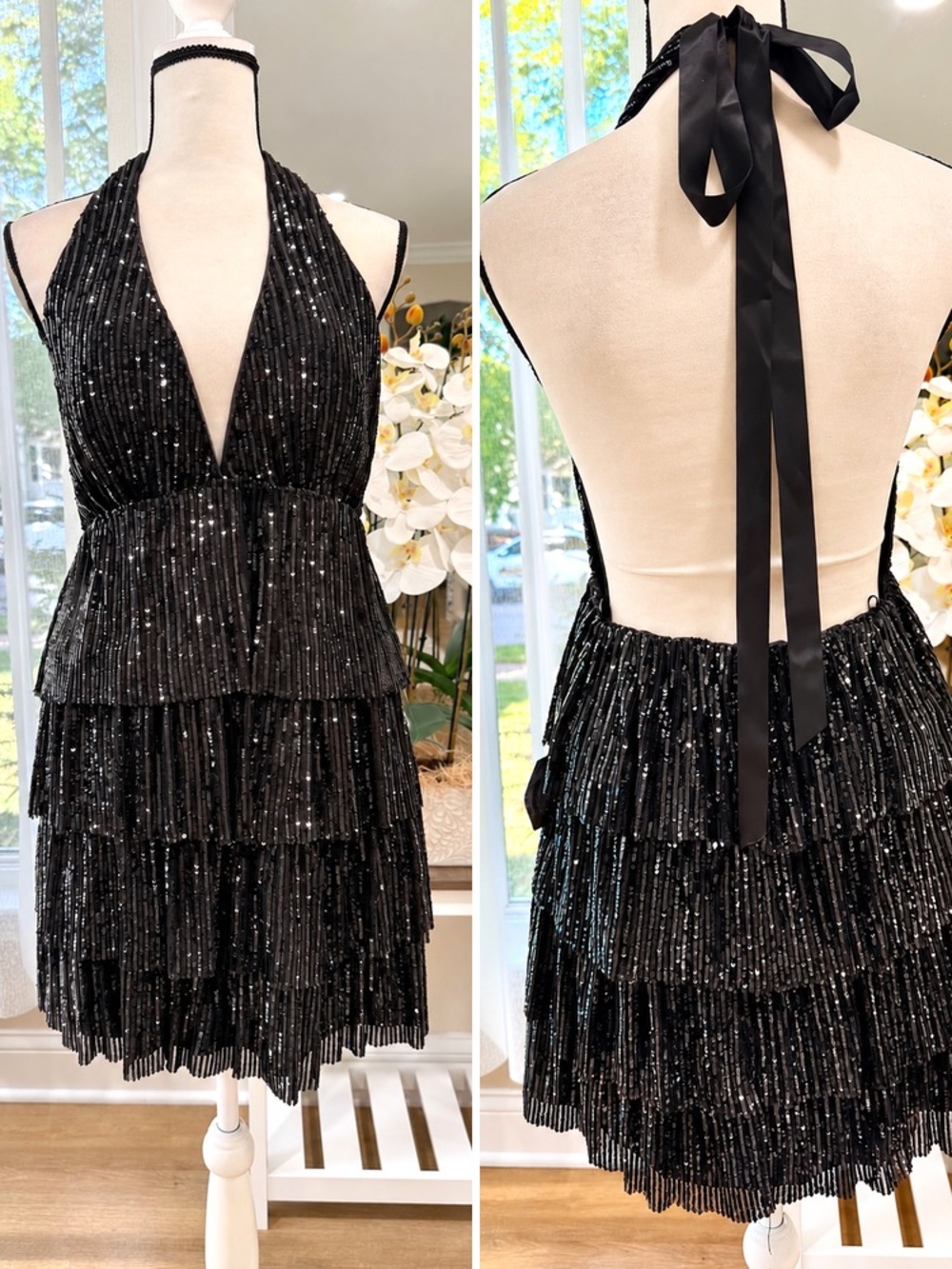 Morgan & Co Mini Junior Dress Layered Sequin Cocktail Sz.13 Party Holiday Club